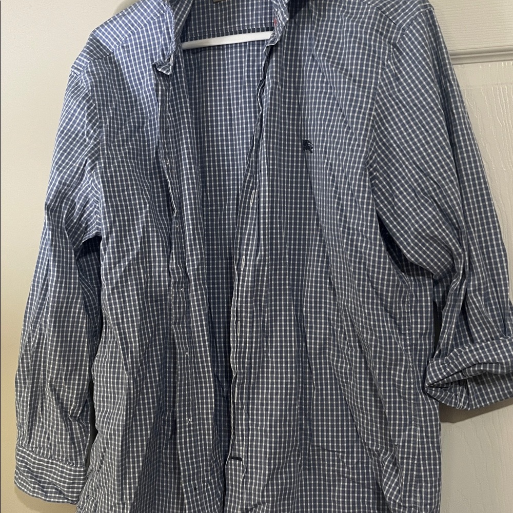 Burberry Brit Blue and White Checkered Shirt men xl